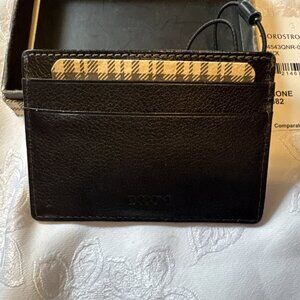 Boconi Men's Black RFID Slim Card Wallet Genuine Leather Box Brand New Tag